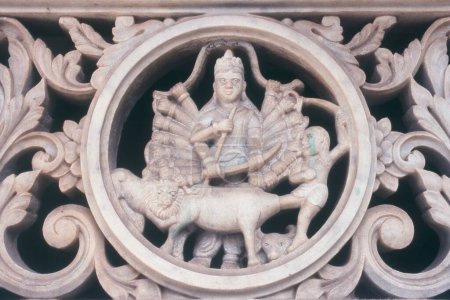Photo for Marble carved jalli of Goddess Durga, Sayla, Gujarat, India, Asia - Royalty Free Image