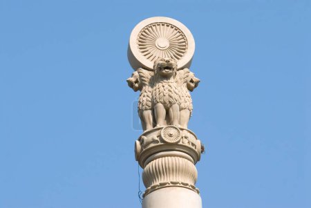 Ashok stambh pillar at pagoda vipassana centre , Gorai , Borivali , Mumbai , Maharashtra , India