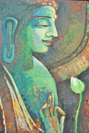 Photo for Lord Buddha meditating artwork painting - Royalty Free Image
