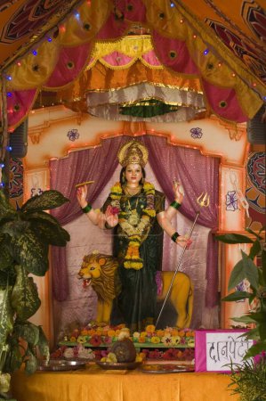 Photo for Goddess Durga idol in Pandal, Ganpatipule, Maharashtra, India, Asia - Royalty Free Image