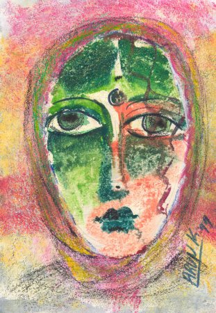 Photo for Acrylic color on paper woman face , Artist: Arun K. Mishra - Royalty Free Image