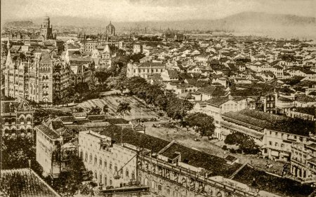 Téléchargez les photos : Vintage photo de vue de tour de l'horloge, Mumbai, maharashtra, Inde, Asie - en image libre de droit