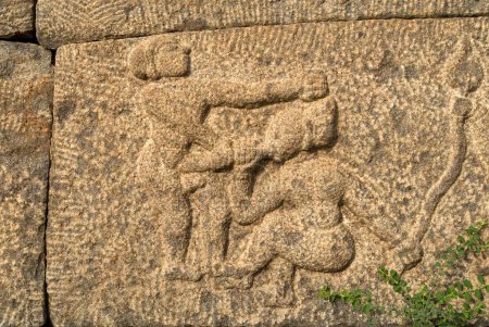 Erotic sculptures on wall of Chinniyan tank 16th-17th centuries by local chieftain near Thiruvannamalai ; Tamil Nadu ; India