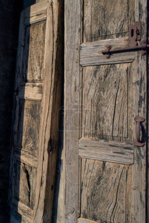 Old wooden door, Bhavnath Mahadev Temple, Akodiya, Gujarat, India, Asia