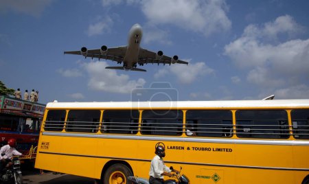 Photo for Aircraft landing at Chhatrapati Shivaji International Airport, Mumbai, Maharashtra, India, Asia - Royalty Free Image