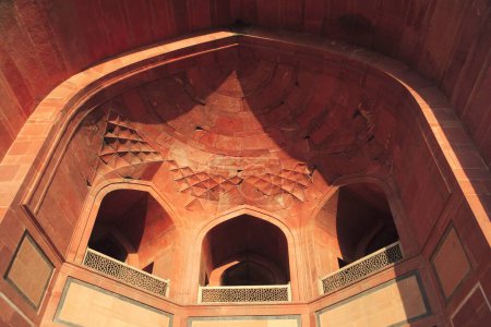 Photo for Humayun's tomb built in 1570 made from red sandstone and white marble first garden-tomb on Indian subcontinent persian influence in mughal architecture , Delhi, India UNESCO World Heritage Site - Royalty Free Image