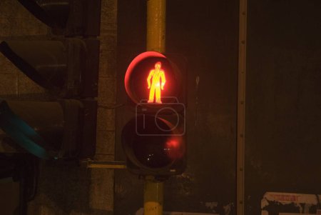 Photo for Red traffic signal at VT crossing, Bombay Mumbai, Maharashtra, India - Royalty Free Image