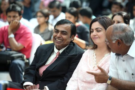 Photo for Chairman and managing director of reliance Industries Mukesh Ambani and Neeta Ambani - Royalty Free Image