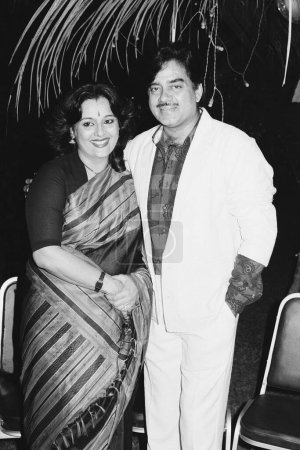 Photo for Indian old vintage 1980s black and white bollywood cinema hindi movie film actor, India, Shatrughan Sinha, wife, Indian actor, Indian politician, Member of Parliament - Royalty Free Image