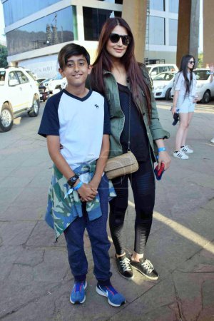 Photo for Sonali Bendre, Indian actress, son, Ranveer Behl, red carpet, music concert, Mumbai, India, 10 May 2017 - Royalty Free Image
