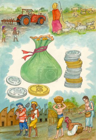Foto de Artista Manivelu, artha, riqueza, dinero, creencia hindú, hindú, hinduismo, arte, arte de la academia himalaya, comercio, producción - Imagen libre de derechos