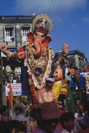 Photo for Idol of lord ganesh (elephant headed god)  ;  Ganesh ganpati Festival ; mumbai bombay ; maharashtra ; india - Royalty Free Image