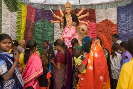 Foto de Estatua de la diosa Durga en Durga puja, Jharkhand, India - Imagen libre de derechos