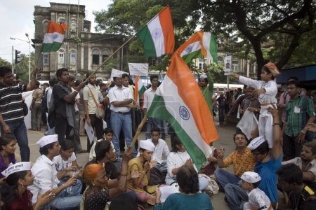 Photo for Anna Hazare supporters against corruption Mumbai Maharashtra India Asia - Royalty Free Image