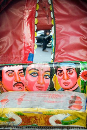 Photo for Rickshaw art Bangladesh unique and popular arts, the paintings and decoration on the three wheeler cycle rickshaw, Dhaka, Bangladesh - Royalty Free Image