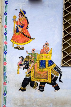Téléchargez les photos : Peinture murale sur mur ; Udaipur ; Rajasthan ; Inde - en image libre de droit