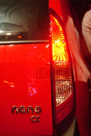 Photo for Powerful tail light of Tata Nano car, Bombay Mumbai, Maharashtra, India - Royalty Free Image