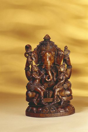 Photo for Lord Ganesh ganpati idol with apsaras seated , Still life - Royalty Free Image