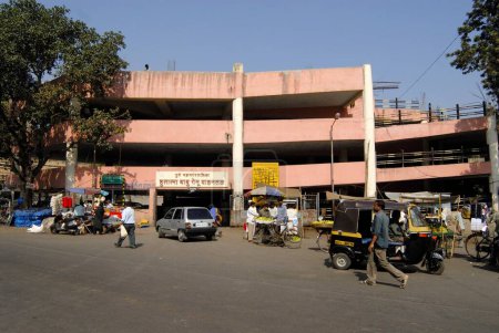 Photo for Multistoried car parking structure, Babu Genu Vahantal of Pune Municipal Corporation, opposite Mandai, Pune, Maharashtra, India - Royalty Free Image