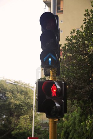 Traffic signal on road, Grant road, Bombay now Mumbai, Maharashtra, India 