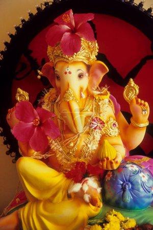 Foto de Ganesh ganpati Festival; elefante dios cabeza; Mumbai Bombay; maharashtra; India - Imagen libre de derechos