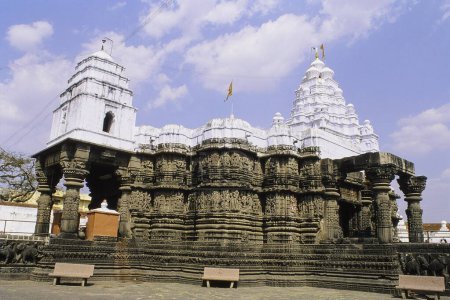 Photo for Carving on Shiva Temple, Jyotirlinga, Aundha Nagnath, Hingoli, Maharashtra, India, Asia - Royalty Free Image