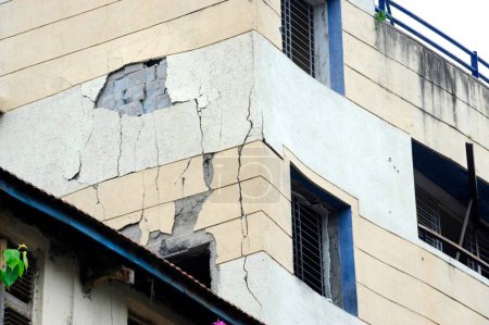 Beschädigtes Nariman-Haus; nach Terroranschlag der Deccan Mudschaheddin am 26. November 2008 in Bombay Mumbai; Maharashtra; Indien