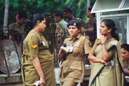 Photo for Ladies serving in Mumbai police officers, India - Royalty Free Image