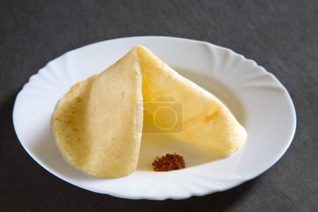 Photo for Fast food rawa masala dosa with chutney served in dish on grey background 19-May-2010 - Royalty Free Image