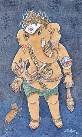 Photo for Ganesha , kroncha , mouse , tusk , sweet , mace , hindu belief , hindu , hinduism , art , artist S. Rajam , himalayan academy art , baby ganesh , ganesh , mushika - Royalty Free Image
