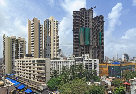 Construcción de edificios en la zona central de Mumbai, Bombay Mumbai, Maharashtra, India
