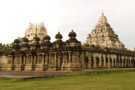 Photo for Kailasanatha temple in sandstones built by Pallava king Narasimhavarman & son Mahendra eight century in Kanchipuram ; Tamil Nadu ; India - Royalty Free Image