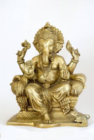 Téléchargez les photos : Statue en laiton du seigneur Ganesha éléphant tête dieu, Inde - en image libre de droit