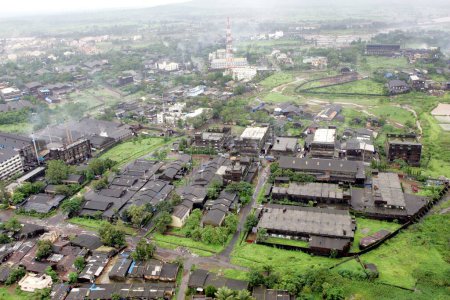 Photo for An aerial view of Ambernath city on outskirts of Bombay Mumbai, Maharashtra, India - Royalty Free Image