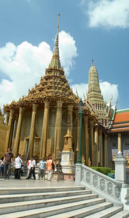 Photo for Tourists at Wat Phra Keo on grounds of the Grand Palace, Bangkok, Thailand - Royalty Free Image