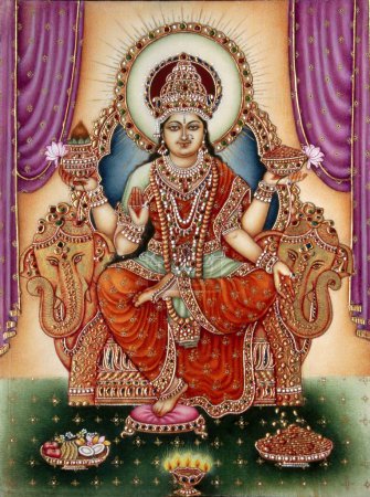 Photo for Goddess Lakshmi Miniature Painting on Ivory - Royalty Free Image