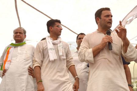 Photo for Indian national congress party members, rahul gandhi, ashok gehlot and sachin pilot, india, asia - Royalty Free Image
