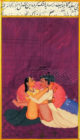 Foto de Erotic miniature painting, india, asia - Imagen libre de derechos