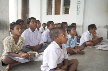 Photo for Children studding in Open Class, Tamil Nadu, India - Royalty Free Image