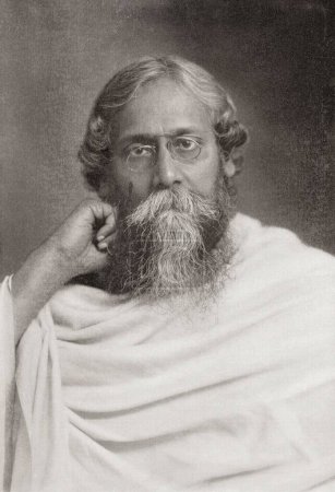 Téléchargez les photos : Vieille photo vintage de Rabindranath Tagore - en image libre de droit