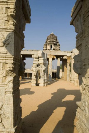 Photo for Wedding hall or Kalyana Mantapa with  carved monolithic pillars in Veerabhadra temple in sixteenth century ; Lepakshi ; Andhra Pradesh ; India - Royalty Free Image