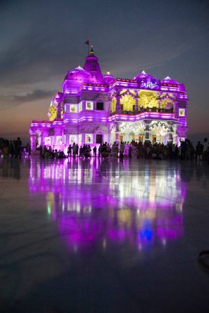 Photo for Illumination prem mandir, mathura, uttar pradesh, india, asia - Royalty Free Image