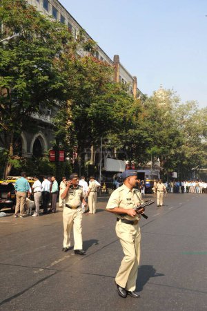 Photo for Police patrolling. Bombay Mumbai. Maharashtra. India - Royalty Free Image