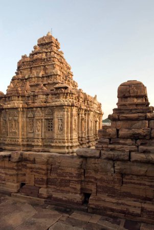 Patrimonio de la Humanidad por la UNESCO; el templo de Virupaksha es arquitectura Dravidiana construida por la reina Lokamahadevi en Pattadakal; Karnataka; India