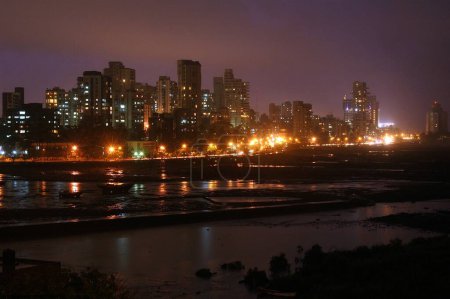 Photo for Night skyscrapers skyline at Bandra Bombay now Mumbai, Maharashtra, India - Royalty Free Image