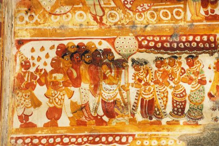 Photo for God marriage 16th century murals in Nataraja temple, Chidambaram, Tamil Nadu, India - Royalty Free Image