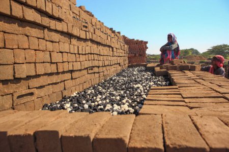 Foto de Mujer que trabaja en la fábrica de ladrillos, Madhya Pradesh, India, Asia - Imagen libre de derechos