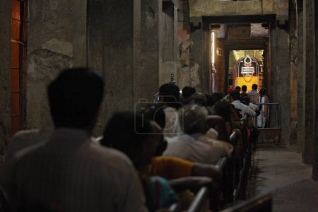 Foto de Devotos haciendo cola, templo brihadishwara, tamilnadu, india, asia - Imagen libre de derechos