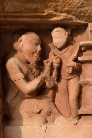 Human figures sculpture on Lakshmana Temple, Khajuraho, Madhya Pradesh, India, Asia