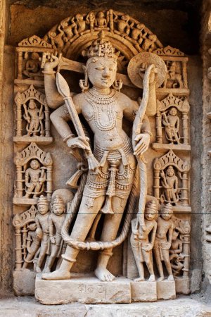 Photo for Ram-Dashavtar ; Rani ki vav ; step well ; stone carving ; Patan ; Gujarat ; India - Royalty Free Image